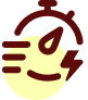 A smiley face icon with a lightning bolt.